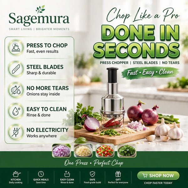 Manual Press Chopper for Onion & Garlic – Stainless Steel
