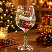 Christmas Glass Art Cup Art Glass Goblet