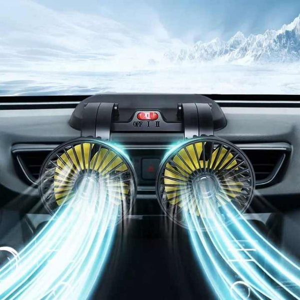 Dual-Head 12V Car Fan – Front & Back Seat Cooling