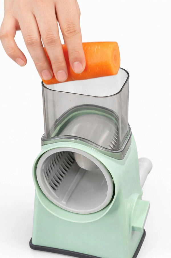 Rotary Vegetable Cutter & Cheese Grater – 3 Blades
