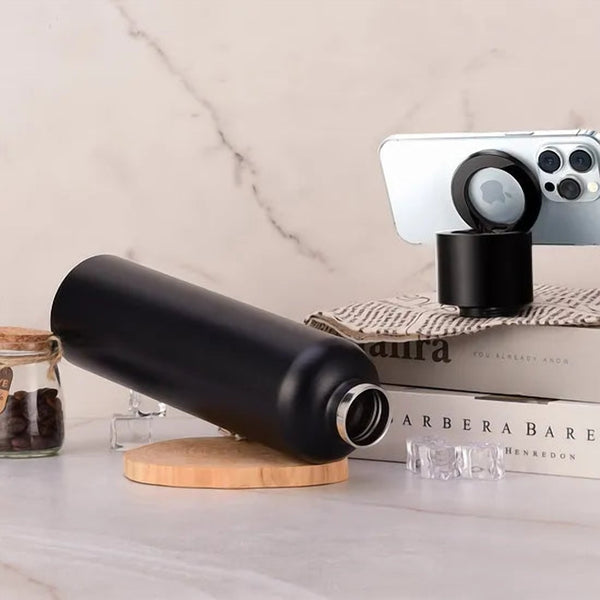 Insulated Water Bottle with Phone Holder Lid