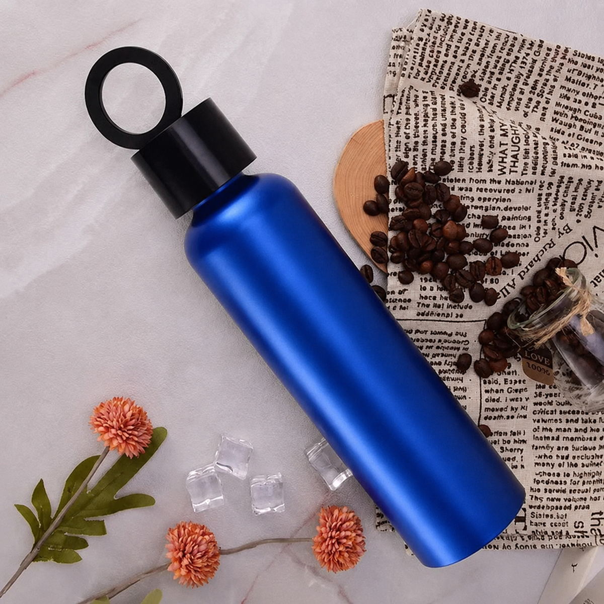 Insulated Water Bottle with Phone Holder Lid