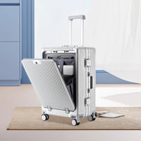 Luxury Front-Opening Hardside Luggage – Aluminum Frame, TSA Lock & Spinner Wheels