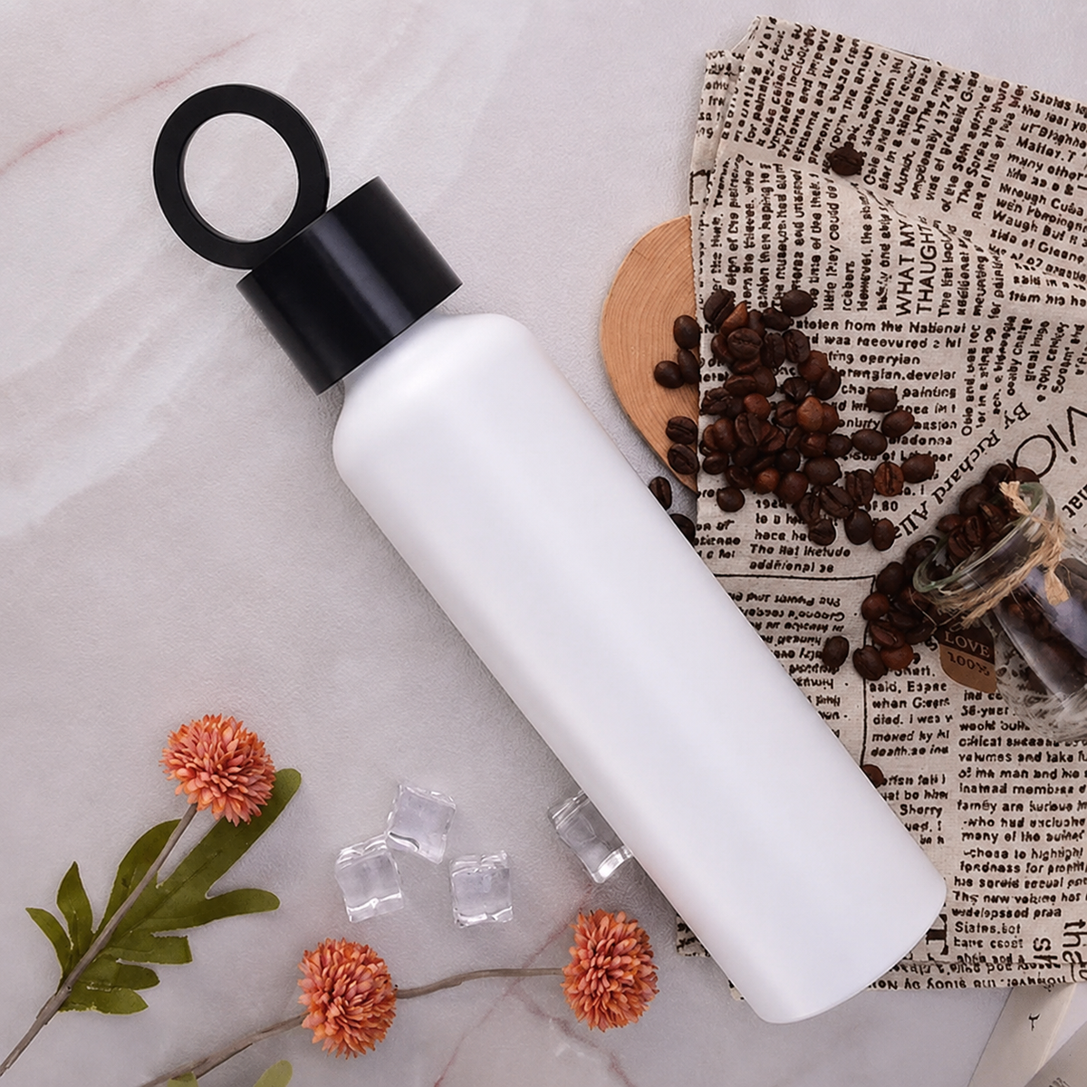 Insulated Water Bottle with Phone Holder Lid