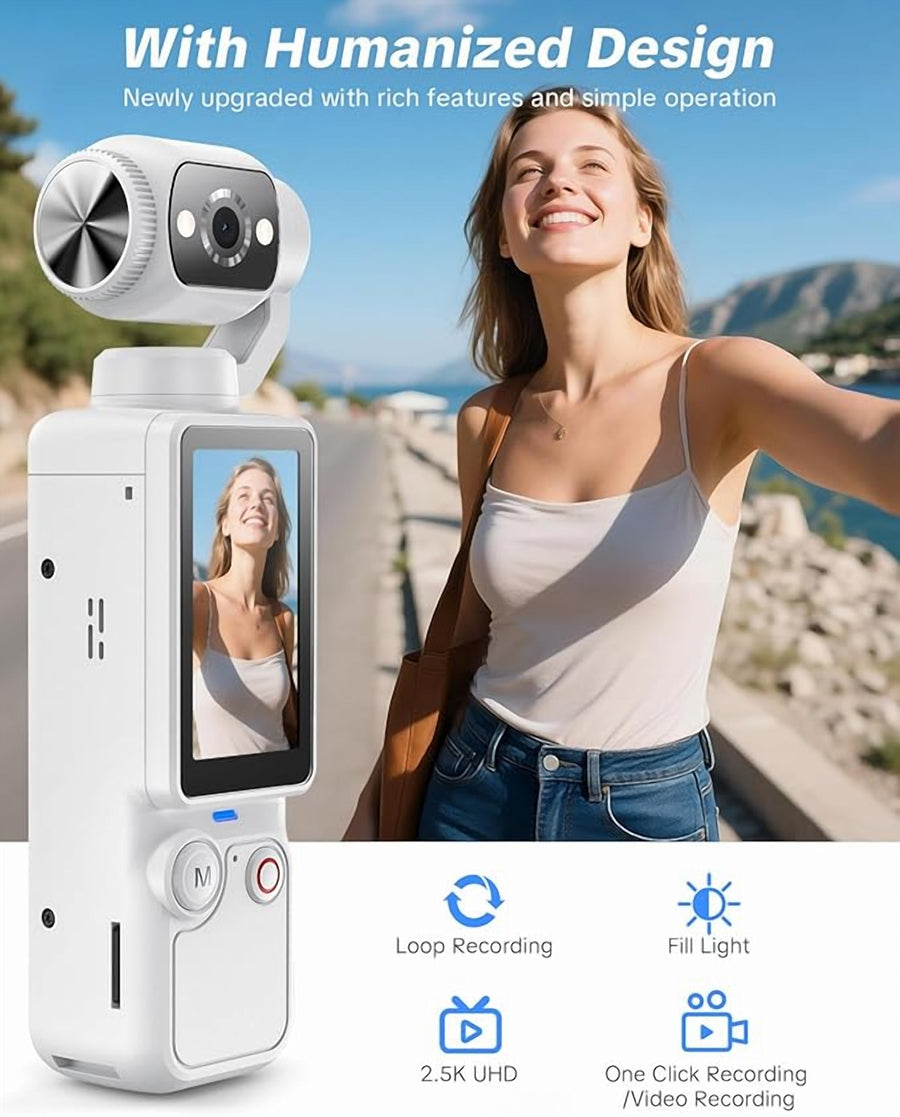 4K Handheld Gimbal Vlog Camera with 2" Screen