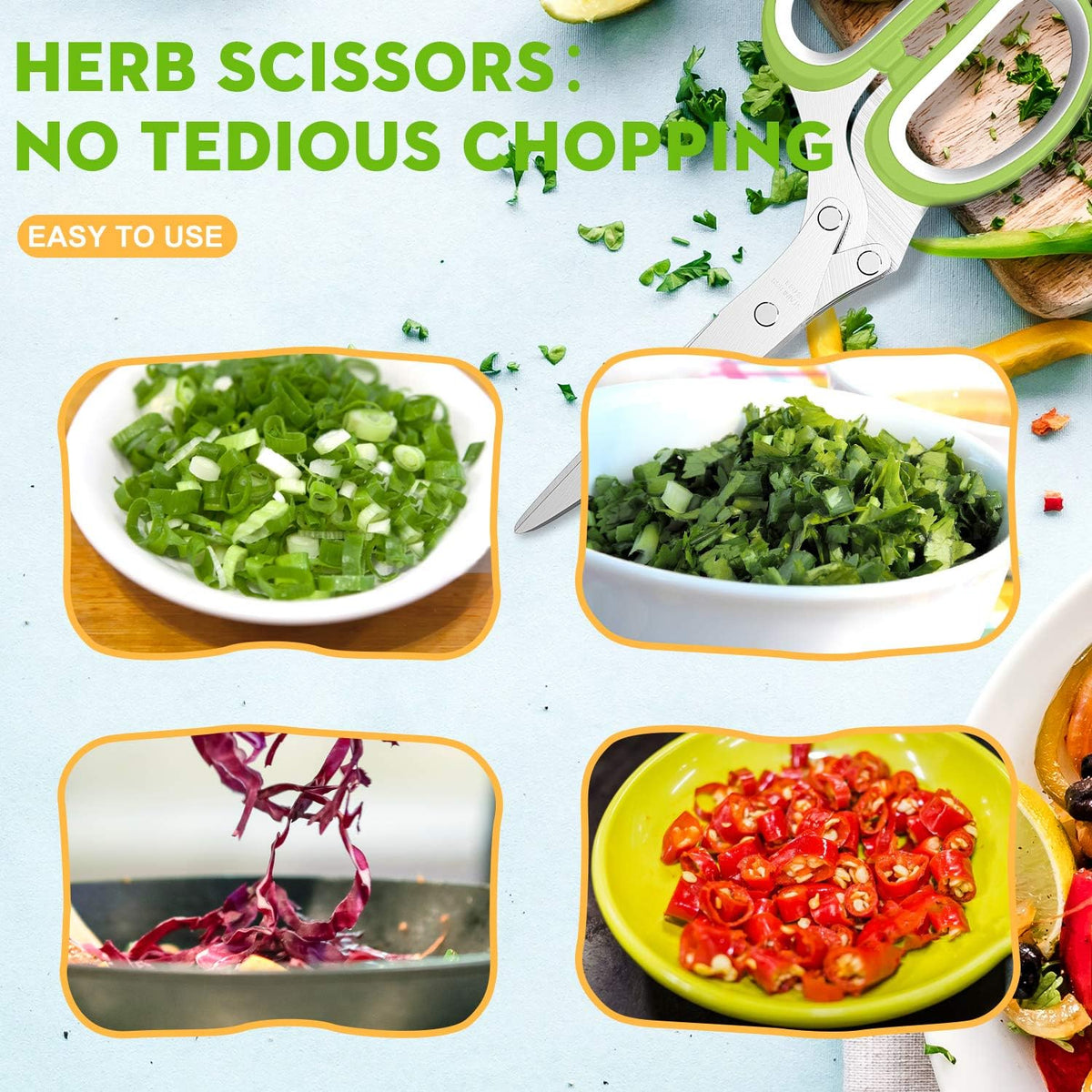 5-Blade Herb Scissors with Cleaning Comb