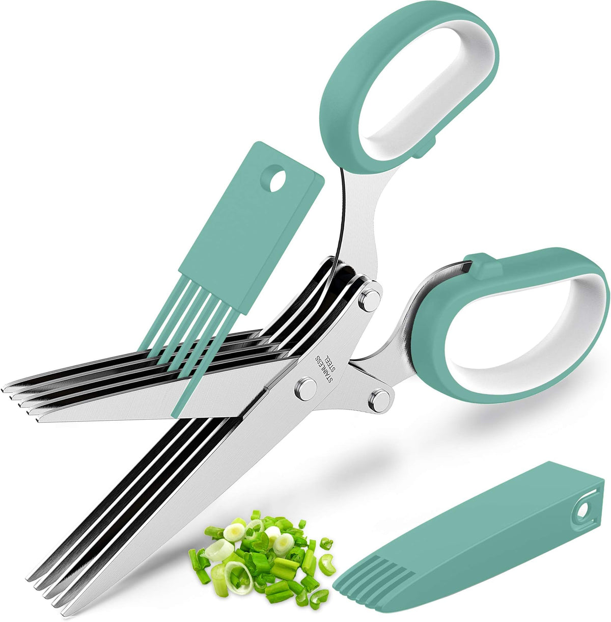 5-Blade Herb Scissors with Cleaning Comb