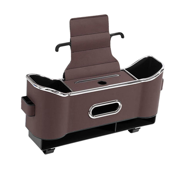 Leather-Style Car Seat Back Organizer with Tissue Holder