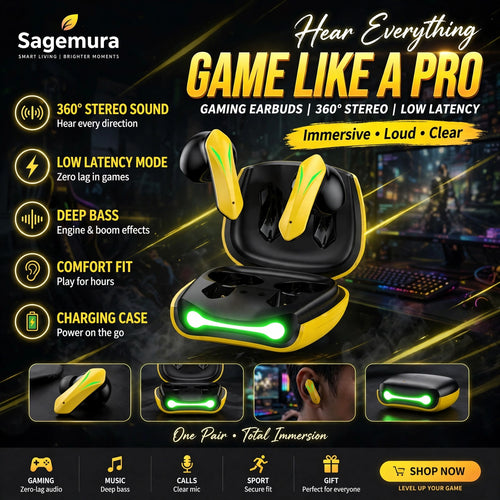 Wireless Gaming Earbuds – Touch Control, LED Case
