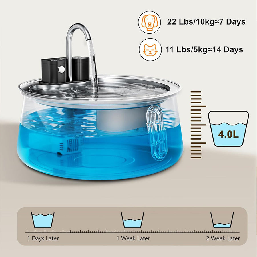 Stainless steel pet water fountain