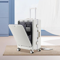 Luxury Front-Opening Hardside Luggage – Aluminum Frame, TSA Lock & Spinner Wheels