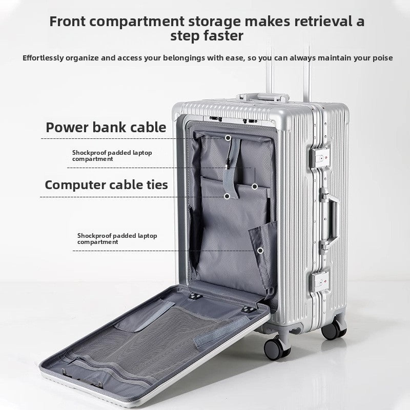 Luxury Front-Opening Hardside Luggage – Aluminum Frame, TSA Lock & Spinner Wheels