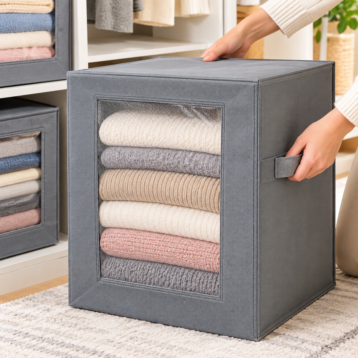 Large Foldable Wardrobe Storage Box with Window