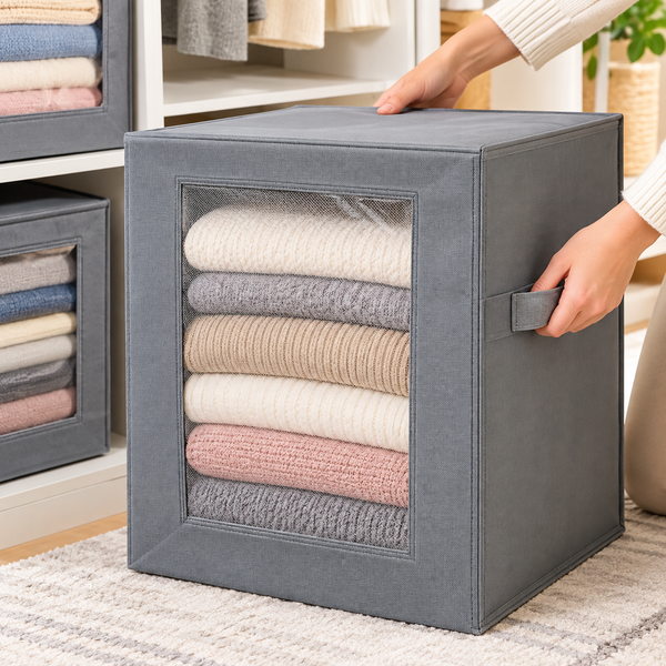 Large Foldable Wardrobe Storage Box with Window