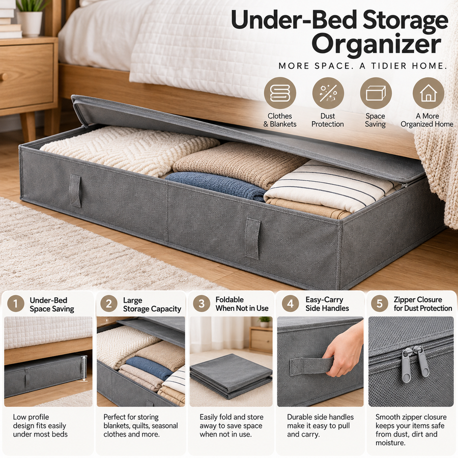 Under-Bed Clothes & Blanket Storage Bag – Foldable