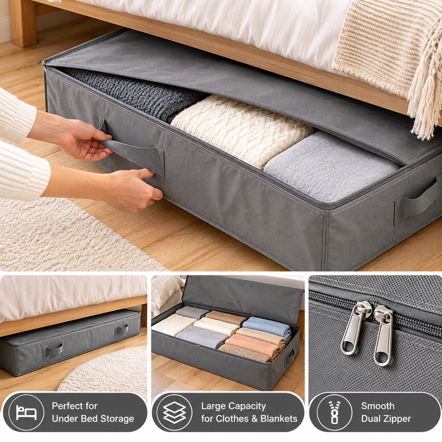 Under-Bed Clothes & Blanket Storage Bag – Foldable