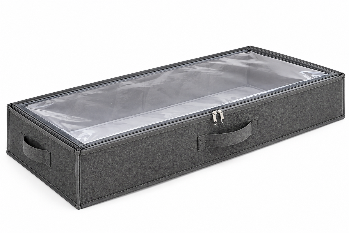 Foldable Under-Bed Storage Box with Clear Top