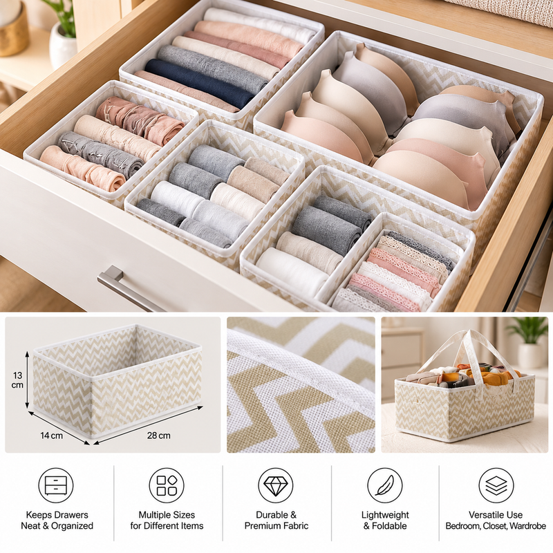 Fabric Drawer Organizers – Set of 6