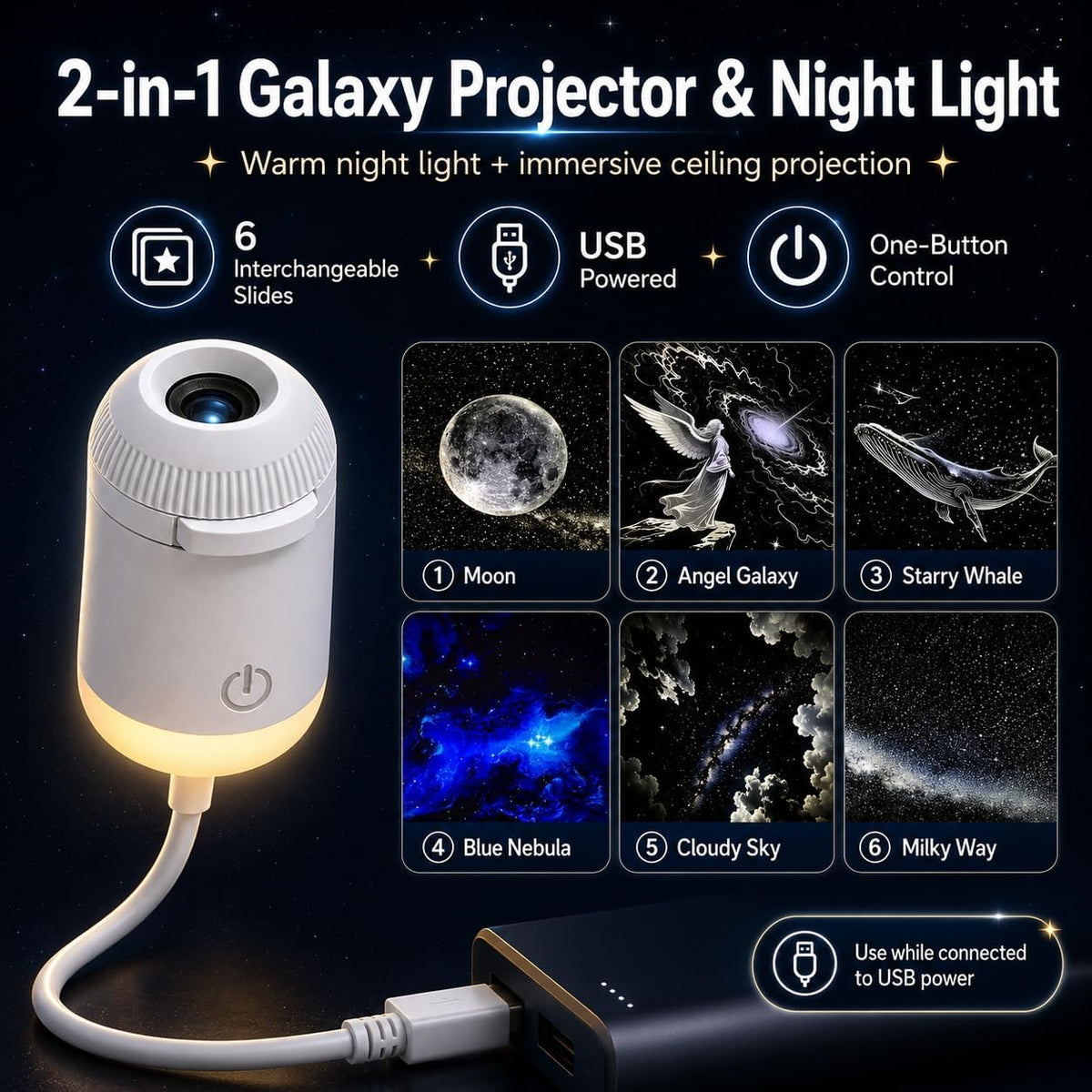 Mini USB Starry Sky Projector Night Light