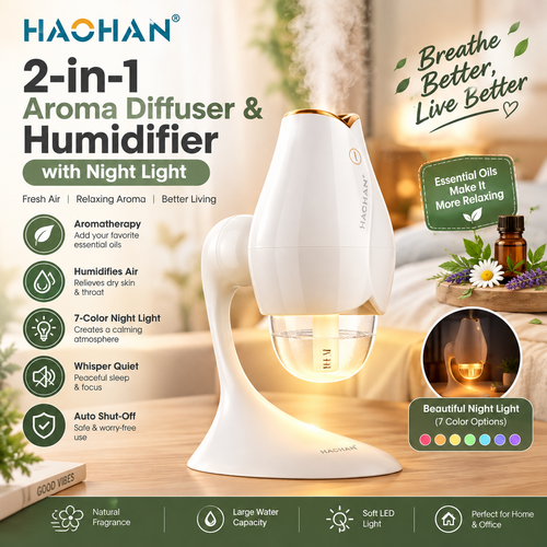 2-in-1 Aroma Diffuser & Humidifier with Night Light