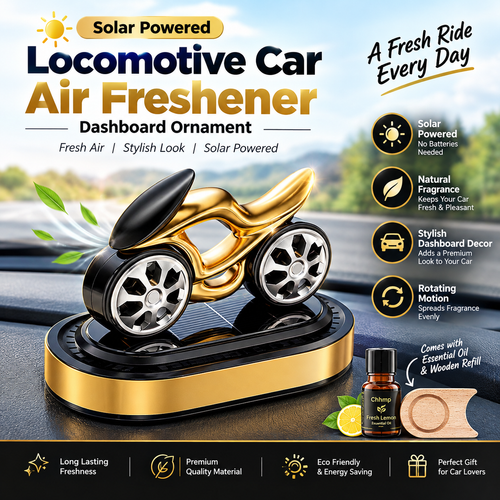 Solar Locomotive Car Air Freshener – Dashboard Ornament