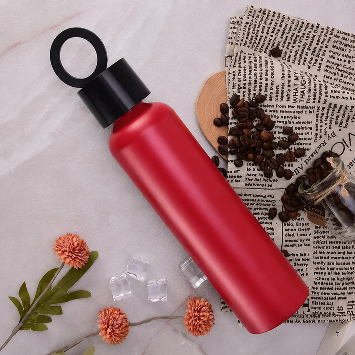 Insulated Water Bottle with Phone Holder Lid