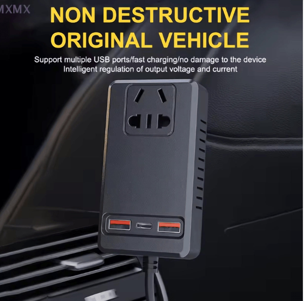Smart Car Power Inverter with USB & Type-C Fast Charging