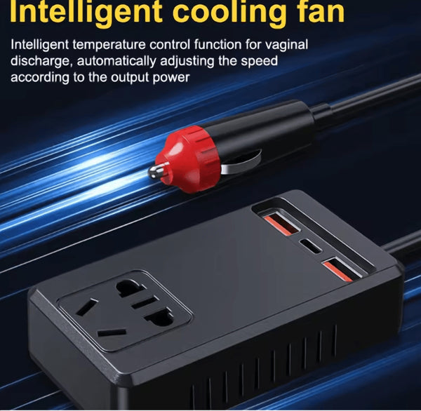 Smart Car Power Inverter with USB & Type-C Fast Charging