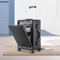 Luxury Front-Opening Hardside Luggage – Aluminum Frame, TSA Lock & Spinner Wheels
