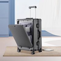 Luxury Front-Opening Hardside Luggage – Aluminum Frame, TSA Lock & Spinner Wheels