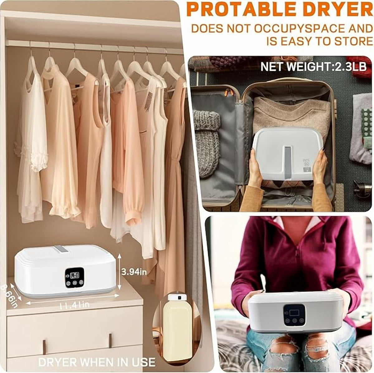 Portable Electric Clothes Dryer – Foldable with Timer
