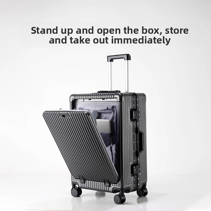Luxury Front-Opening Hardside Luggage – Aluminum Frame, TSA Lock & Spinner Wheels