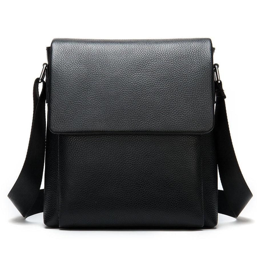 Cowhide Men's Shoulder Bag, Casual Cowhide Flap-Style Shoulder Bag for Men, Trendy and Versatile Commuter Crossbody Bag