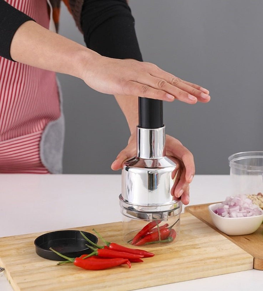 Manual Press Chopper for Onion & Garlic – Stainless Steel