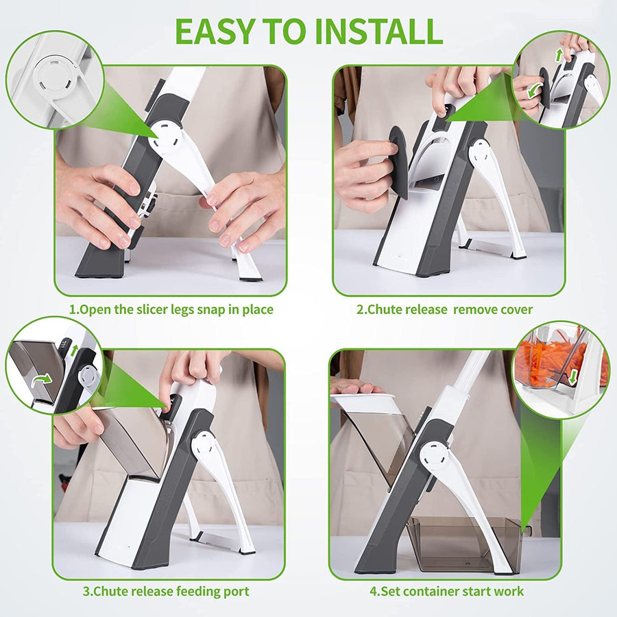 4-in-1 Safe Mandoline Slicer – Adjustable Thickness