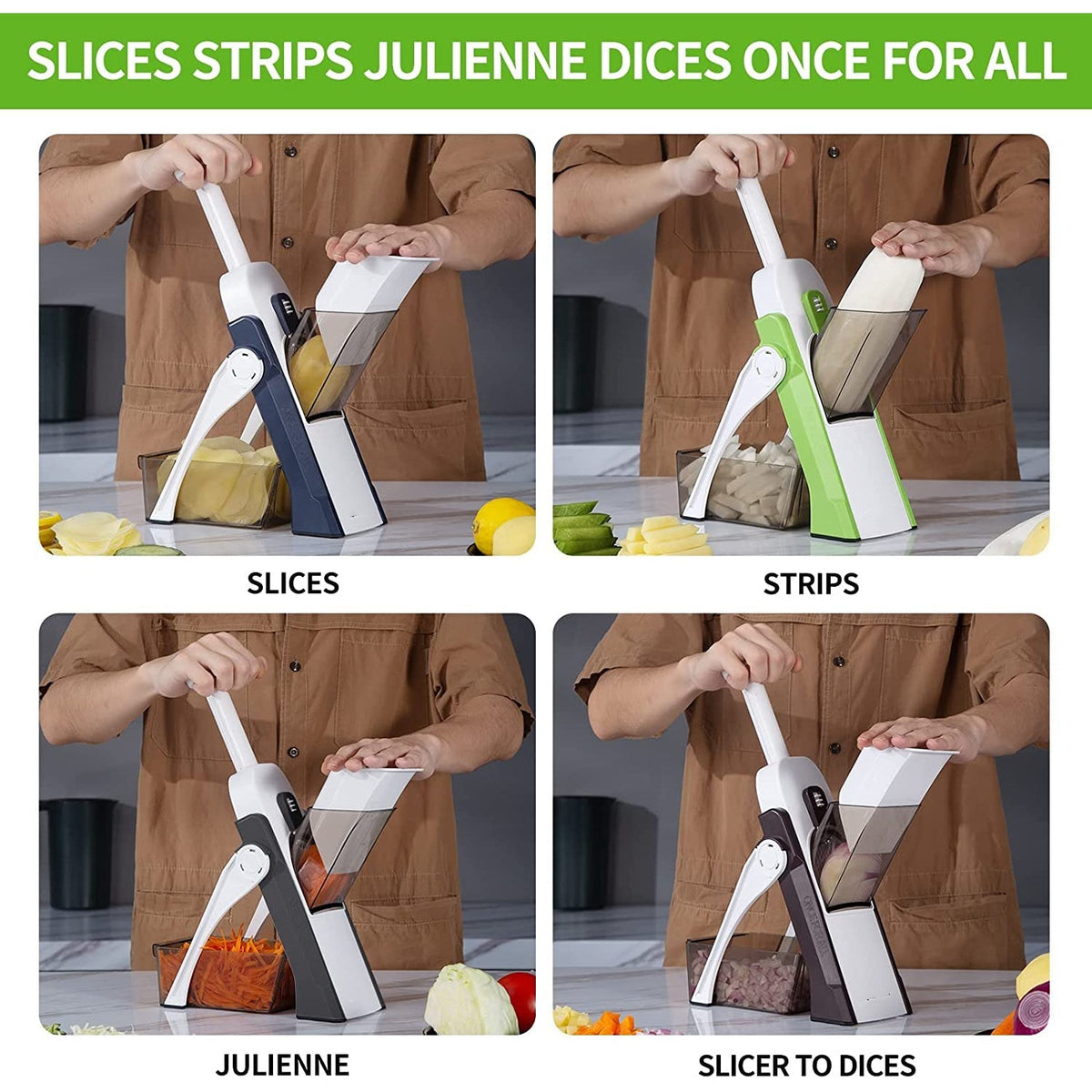 4-in-1 Safe Mandoline Slicer – Adjustable Thickness