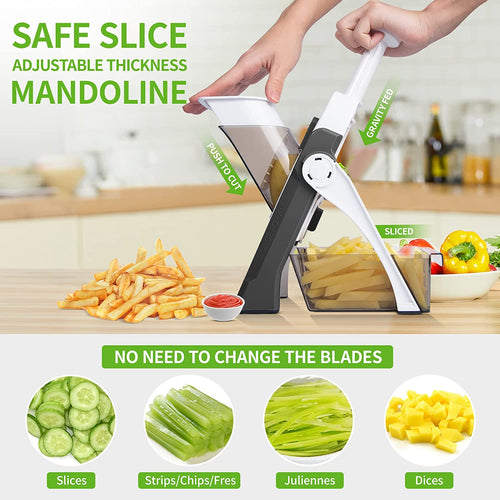 4-in-1 Safe Mandoline Slicer – Adjustable Thickness