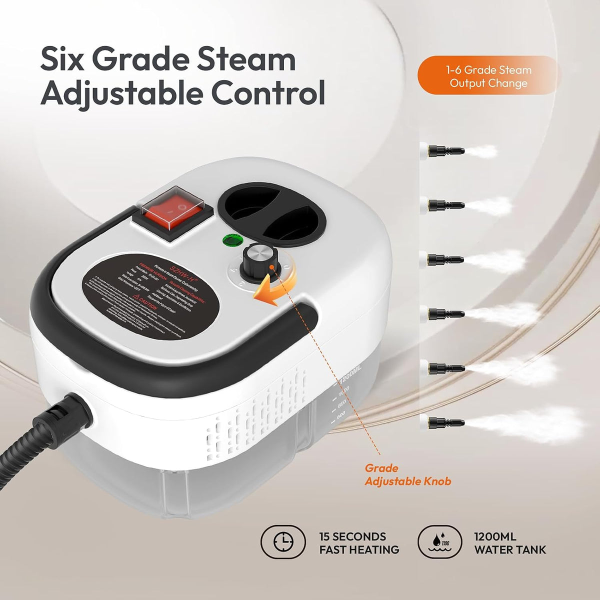 Portable Steam Cleaner – 15-Second Heat-Up, 6 Steam Levels