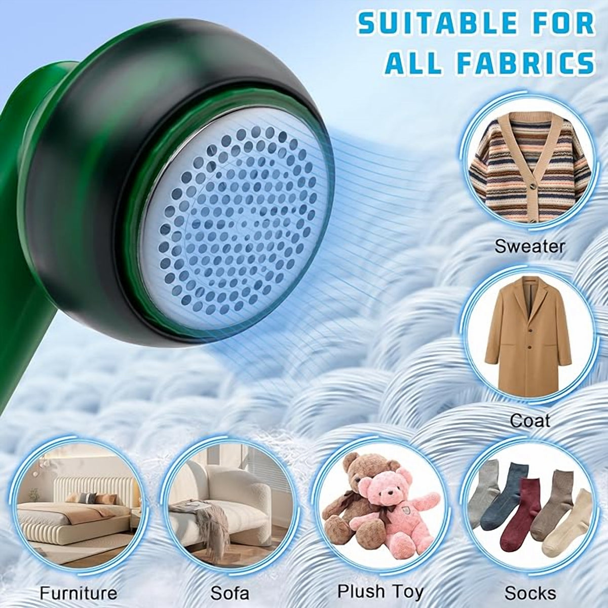 Rechargeable Lint Remover – 6-Blade Fabric Shaver