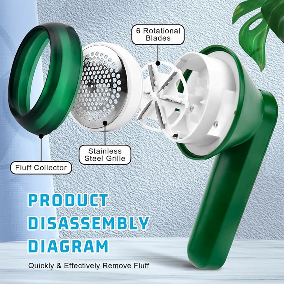 Rechargeable Lint Remover – 6-Blade Fabric Shaver