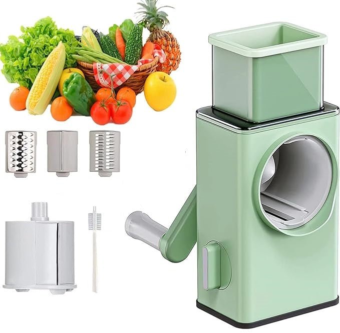 Rotary Vegetable Cutter & Cheese Grater – 3 Blades