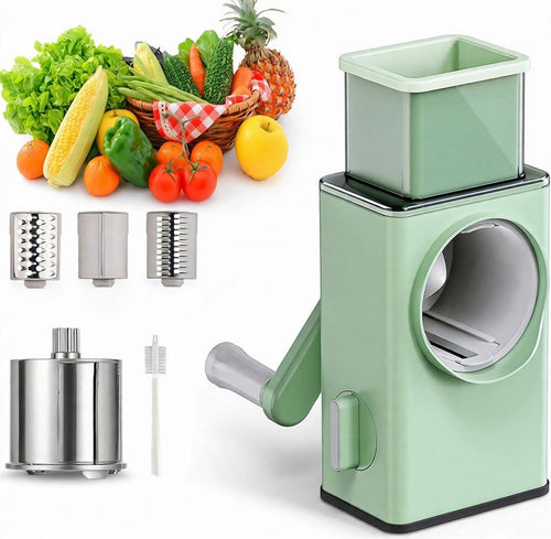 Rotary Vegetable Cutter & Cheese Grater – 3 Blades