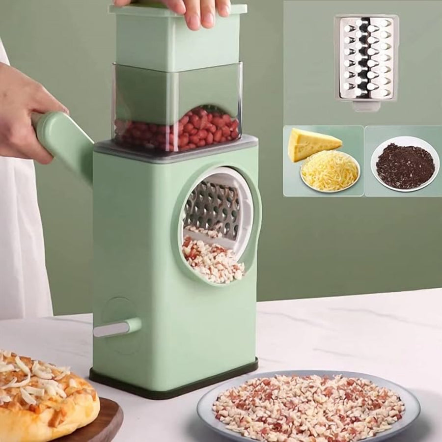 Rotary Vegetable Cutter & Cheese Grater – 3 Blades