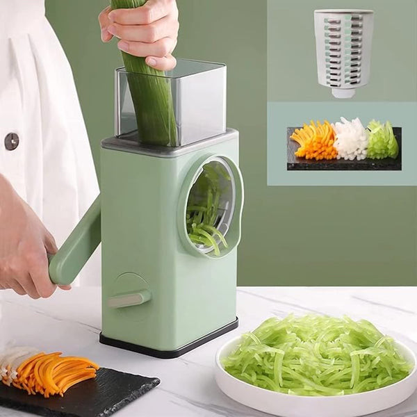 Rotary Vegetable Cutter & Cheese Grater – 3 Blades