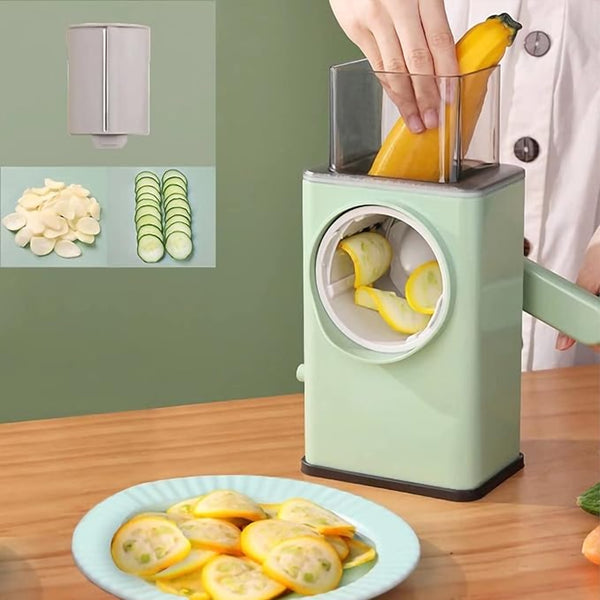 Rotary Vegetable Cutter & Cheese Grater – 3 Blades
