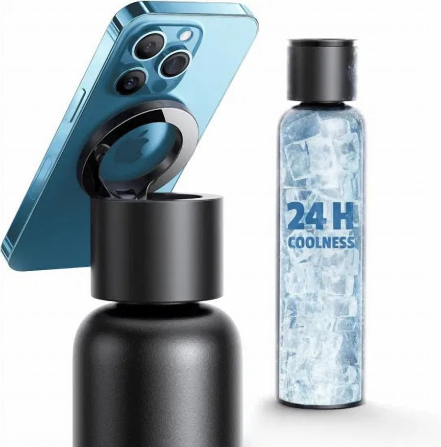 Insulated Water Bottle with Phone Holder Lid