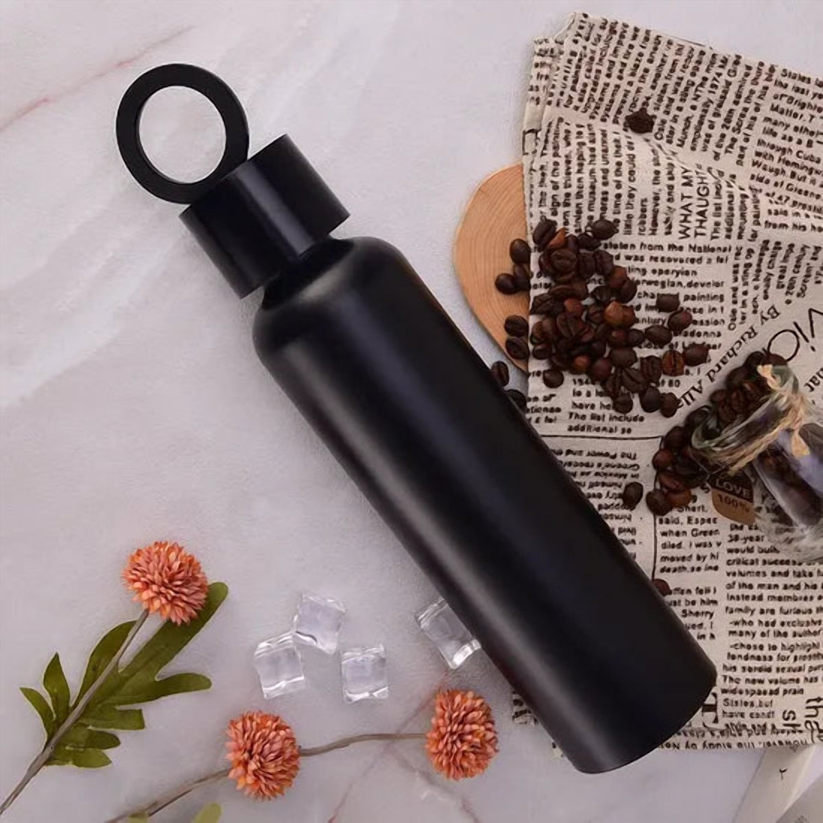 Insulated Water Bottle with Phone Holder Lid