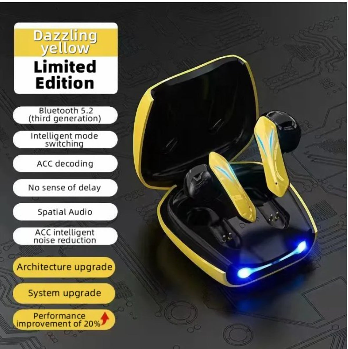 Wireless Gaming Earbuds – Touch Control, LED Case